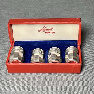 Vintage Leonard Salt and Pepper Mill Set Shakers Pewter Made in Italy with Case